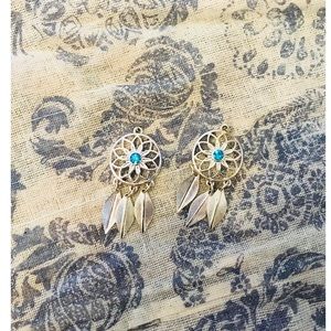 Silver dream catcher earrings
